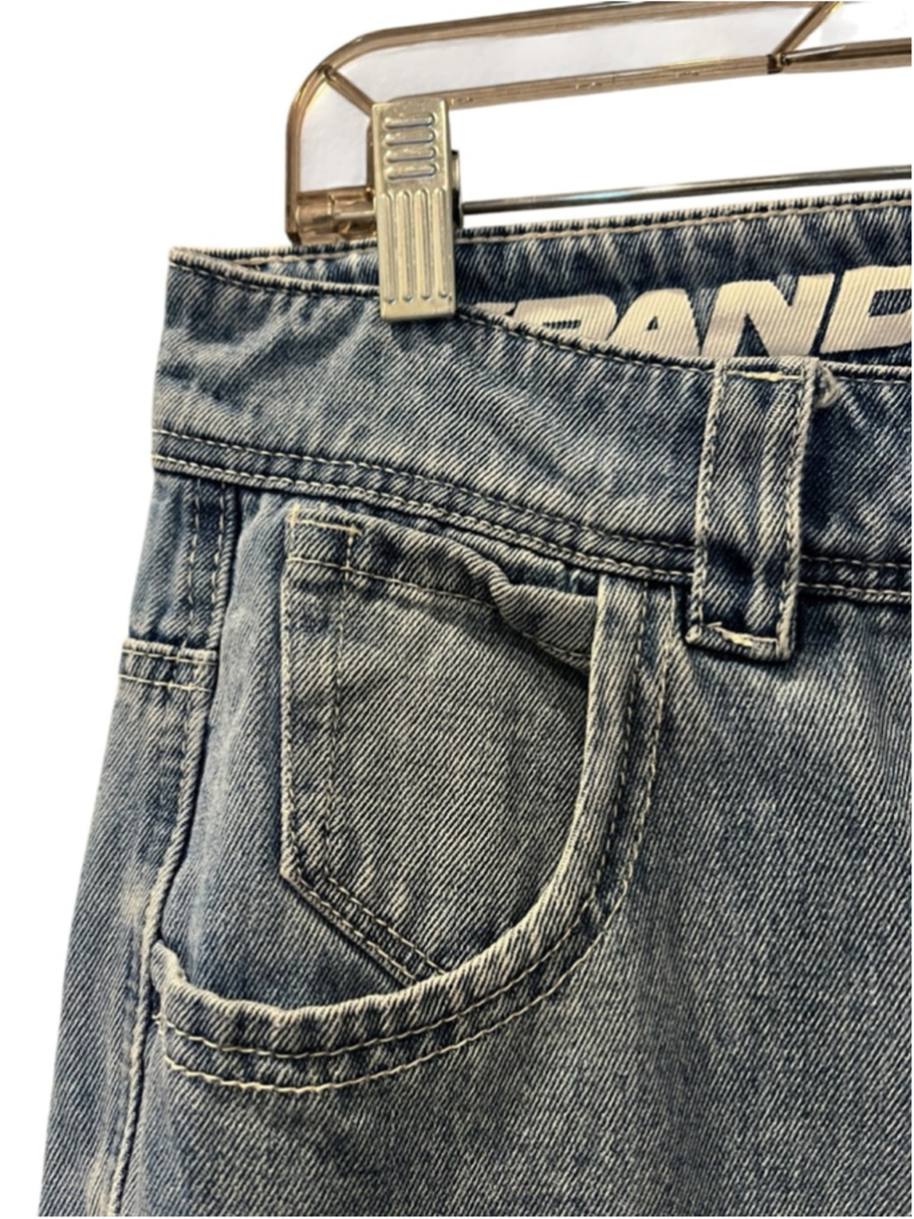 A. LAB Ether Stars Blue Ultra Loose 90's Inspired Embroidered Stars Jeans Size 4 - Picture 6 of 13